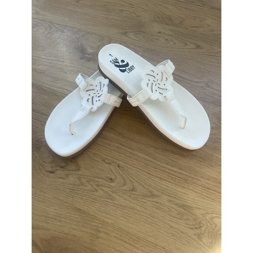 Sam‎ & Libby White Thong Sandals or Flip Flops - Alexandra Women's Size 9
